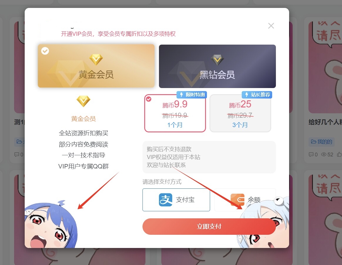 子比主题–会员购买弹窗增加背景-吾期资源网-专业的资源分享平台